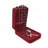 Crystal glass rosary mm 6 with coral rose in velvet box