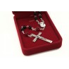 Crystal glass rosary mm 6 with coral rose in velvet box