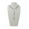 "The First Communion" with imitation pearl rosary mm 6 white or black in velvet box