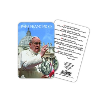 Papa Francesco - Immagine religiosa plastificata (card) con medaglietta