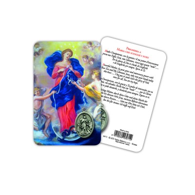 Madonna dei Nodi - Immagine religiosa plastificata (card) con medaglietta