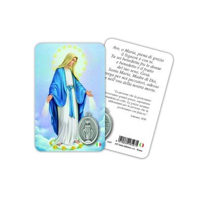 Miraculous Madonna - Plasticized religious card with medal