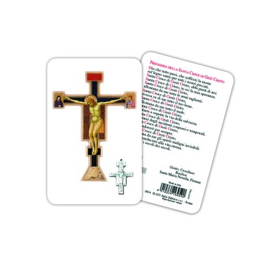 Crucifix by Giotto - Plasticized religious card with medal
