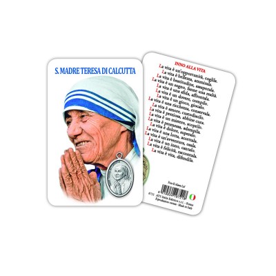Santa Teresa di Calcutta - Immagine religiosa plastificata (card) con medaglietta