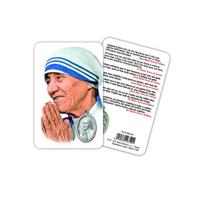 Saint Theresa of Calcutta - Plasticized religious card with medal