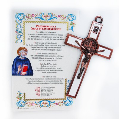 St. Benedict - Enameled cross with parchment