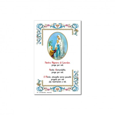 Our Lady of Lourdes - Holy picture on parchment paper