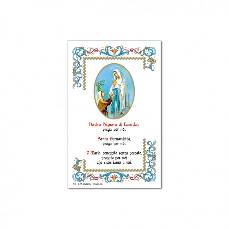 Madonna di Lourdes - Immagine sacra su carta pergamena