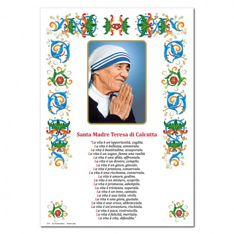 Santa Teresa di Calcutta - Immagine sacra su carta pergamena