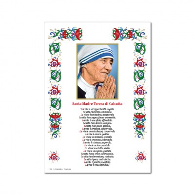 Santa Teresa di Calcutta - Immagine sacra su carta pergamena