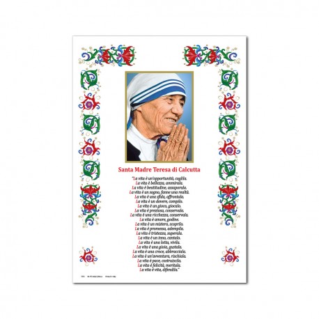 Santa Teresa di Calcutta - Immagine sacra su carta pergamena