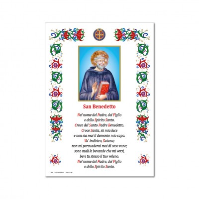 Saint Benedict - Holy picture on parchment paper