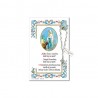 Our Lady of Lourdes - Holy picture on parchment paper with decade rosary pin