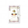 Prima Comunione - Immagine sacra su carta pergamena con spilletta decina rosario