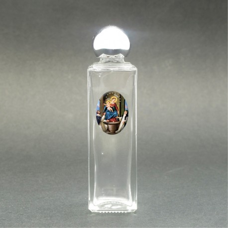 Our Lady of the Rosary - Holy water bottle with sacred picture