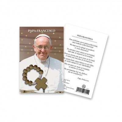 Picture "Pope Francis" with wood decade Rosary