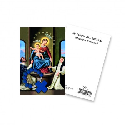 Immaginetta "Madonna del Rosario" con decina Rosario in legno