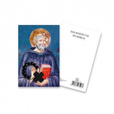 Immaginetta "San Benedetto" con decina Rosario in legno