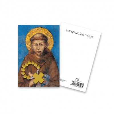 Immaginetta "San Francesco d'Assisi" con decina Rosario in legno