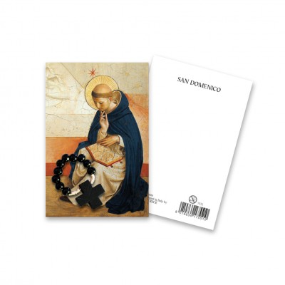 Immaginetta "San Domenico" con decina Rosario in legno