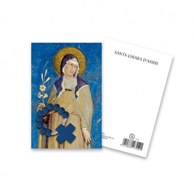 Picture "Saint Clare of Assisi" with wooden decade Rosary