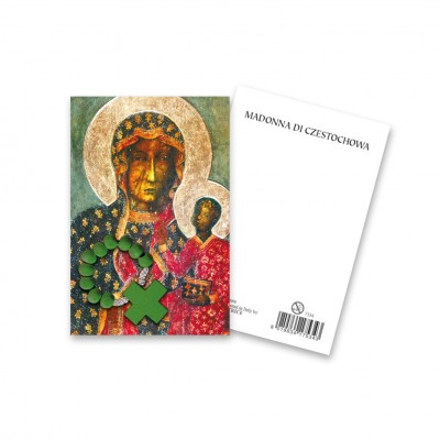 Immaginetta "Madonna di Czestochowa" con decina Rosario in legno