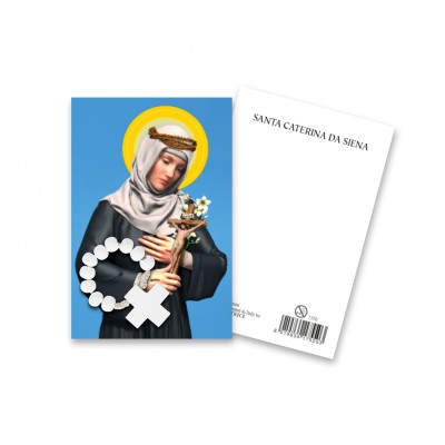 Picture "Saint Catherine of Siena" with wooden decade Rosary