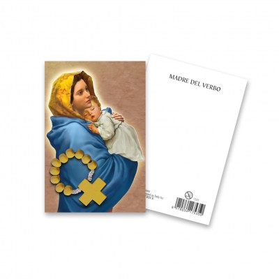 Immaginetta "Madonna del Verbo" con decina Rosario in legno