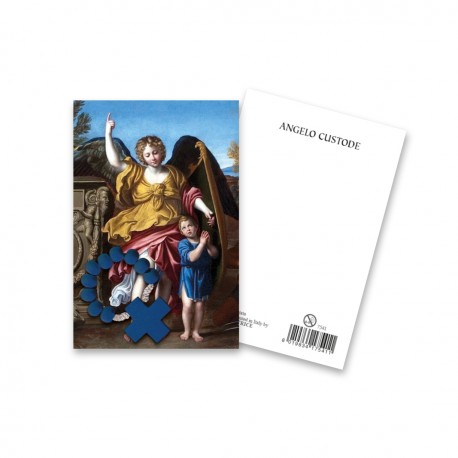 Immaginetta "Angelo Custode" con decina Rosario in legno